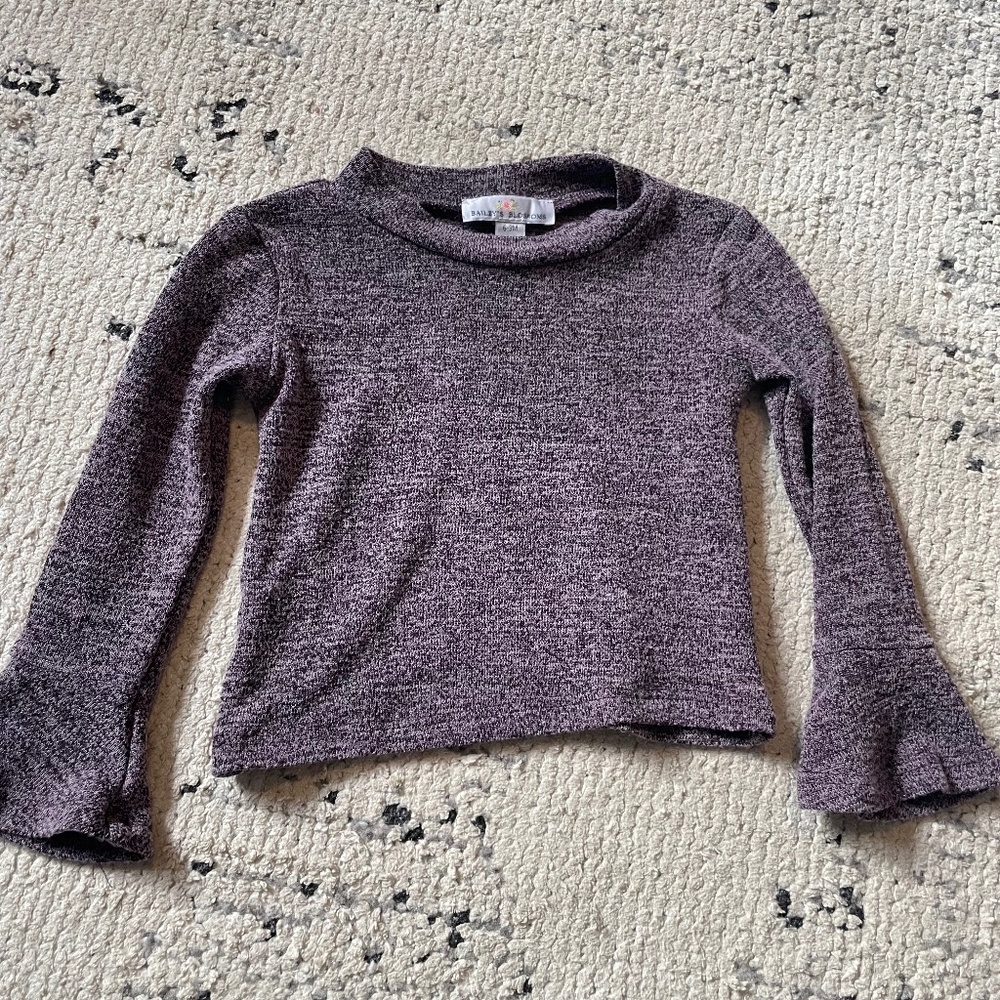 Baileys Blossoms purple bell sleeve top 6-9 months